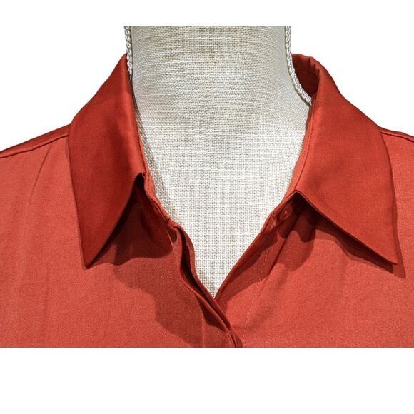 Maje Shirt dress with smocks in Terracotta with lace Size L NWT - Picture 7 of 15